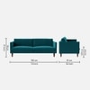 Tharoli Velvet 3 Seater Sofa Teal in Blue Colour
