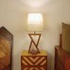 Chloe Brown Wooden Table Lamp with White Jute Lampshade