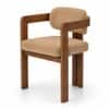 Burbon Solid Wood Upholstered Dining Chair in Teak Finish Style 1