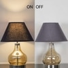 INGRAM Smoke Glass and Metal Table Lamp With Black Cotton Shade