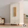 Hexa Red Wooden 2 Door Wardrobe with Drawer and Hanging Space in Giant Wood and Frosty White Colour