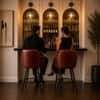 Doe Buck Luxury Faux Leather Counter Height Bar Stool in Brown Colour