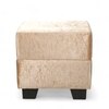 Iris Solid Wood Ottoman Pouffee in Ivory Sparkle Velvet