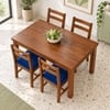 Globally Indian Sarala Solid Sheesham Wood 4 Seater Dining Table Set 4 Chairs Navy Blue