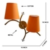 Devansh Metal Electric Wall Light in Gold Colour with Orange Shade Count of 2 Lights