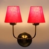 Devansh Metal Electric Wall Light in Gold Colour with Red Shade Count of 2 Lights