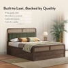Hanoi Solid Wood Cane Queen Size Hydraulic Storage Bed In Danish Walnut Finish with Deep Olive Colour