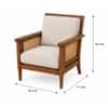 Pisces Solid Wood Cane Accent Sofa Chair in Teak Finish