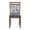 Alaine Dining Chair in Calico Indigo Colour and Base in Midnight Indigo Blue with Teak Finish