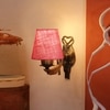 Devansh Metal Electric Wall Light in Antique Gold Colour with Pink Shade Count of 1 Light