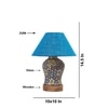 Devansh Conical Turquoise Jute Shade Lamp With Wood & Mosaic Glass Base For Decoration/Office/Home/Gifting/Study For Decoration/Office/Home/Gifting/Study -(10X10X14.5) Inches -A