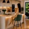 Doe Buck Luxury Faux Leather Counter Height Bar Stool in Green Colour