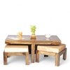 Irish Sheesham Wood 2 Seater Coffee Table Set In Teak Finish