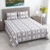 White And Coffee Shade Foral 400 Tc Cotton  Flat Super King Size Bedsheet With 2 Pillow Covers
