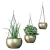 Hanging Hammered Apple Planter Set Of 3 In Gold Colour
