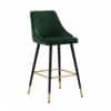 Doe Buck Upholstered Counter Height Bar Stool in Green Colour with Gold Accents