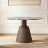 Massa Solid Wood And Sanwar 4 Seater Round Dining Table In Danish Walnut Finish