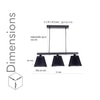 Adeline 3 Light Ceiling Pendant in Black Metal With Black Cotton Shade