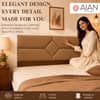 AIAN Beckley Queen Size Upholstered Platform Bed Walnut