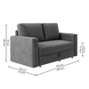 Alfon 2 Seater Velvet Pull Out Sofa Cum Bed with Storage In Dark Grey