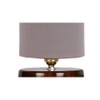 Shelly Grey cotton table lamp with brown wood base