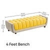 Resco  Velvet 2 Seater 4 Feet Ottoman Bench in Yellow & Cream  Color