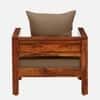 Rangrez Solid Wood 1 Seater Sofa in Honey Oak Finish in Brown Colour