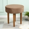 Nayla Solid Wood Stool in Green Sparkle Velvet Fabric