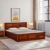 Zvya Solid Wood King  Size Bed With Box Storage (Honey Finish)
