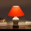 Devansh Conical Orange Cotton Shade Lamp With Wood & Mosaic Glass Base For Decoration/Office/Home/Gifting/Study For Decoration/Office/Home/Gifting/Study -(10X10X14.5) Inches -A