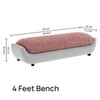 Marko Velvet 2 Seater 4 Feet Ottoman Bench in Peach & Grey Color