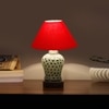 Devansh Conical Red Cotton Shade Lamp With Wood & Mosaic Glass Base For Decoration/Office/Home/Gifting/Study For Decoration/Office/Home/Gifting/Study -(10X10X14.5) Inches -A