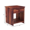 Woodcut Solid Wood Bedside Table in Teak Finish