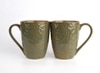 Green Wildflower Handcrafted Ceramic Mug Set