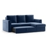 Kowloon Sectional 3 Seater Pull Out Sofa cum Bed In Lapis Blue Colour