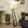 Angular Beige Jute Floor Lamp with Beige Jute Base