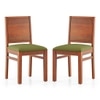 Atlas Solid Wood Dining Chair in Honey Finish & Avocado Green Colour - Set of 2