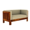 Prashiv 2 Seater Wooden Sofa (Creame Colour, Honey Finish)