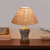 Devansh Conical Beige Jute Shade Lamp With Wood & Mosaic Glass Base For Decoration/Office/Home/Gifting/Study For Decoration/Office/Home/Gifting/Study -(10X10X14.5) Inches -A