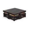Palladio Sheesham Wood Coffee Table With 4 Stools Set In Mahogany Finish & Multi Colour Israel Print Kantha Fabric Cushions
