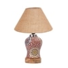 Devansh Conical Beige Jute Shade Lamp With Wood & Mosaic Glass Base For Decoration/Office/Home/Gifting/Study For Decoration/Office/Home/Gifting/Study -(10X10X14.5) Inches -A