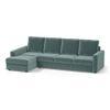 Apollo Compact Sofa (Colour : Dusty Turquoise Velvet, Cushion : Soft, Back Type : High Back, Seating Capacity : Left Aligned 3 Seater + Left Aligned Chaise)