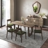 Aero Solid Wood 6 Seater Dining Table With 6  Clarke Dining Chairs (Finish : Danish Walnut, Chair Colour : Olive Leatherette)
