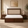 Leher Solid Wood Compact Queen Bed Hydraulic Storage Provincial Teak Finish Mattress 60 x 72 Inches