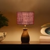 Devansh Maroon Jute Table Lamp With G Wood Natural Base -(7X13 Inches)-12