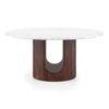 Orra Round White Marble And Solid Wood Coffee Table In Walnut Finish