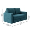 Alfon 2 Seater Velvet Pull Out Sofa Cum Bed with Storage In T Blue
