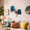 Devansh Metal Electric Wall Light in Gold Colour with Blue Shade Count of 2 Lights
