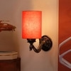 Devansh Metal Electric Wall Light in Antique Gold Colour with Orange Shade Count of 1 Light