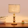 Devansh White Jute Table Lamp With  Wood Natural Base (7X7X15.5 Inches)-10